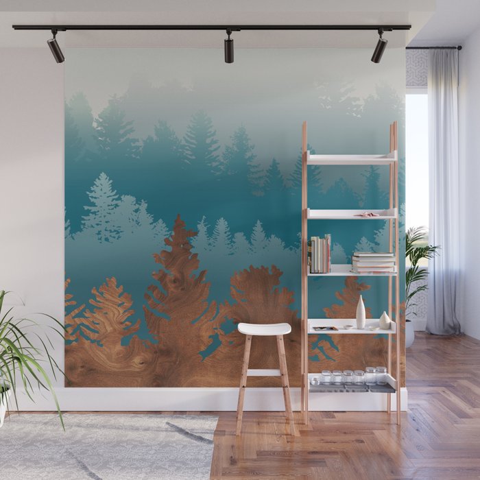 Treescape Blue Wall Mural