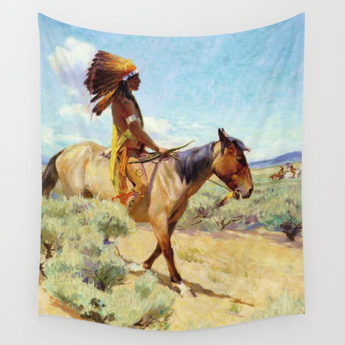 “The Chief” Western Art by W Herbert Dunton Wall Tapestry
