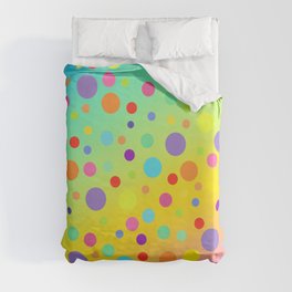 Gorgeous Rainbow Gradient with Colorful Polka Dots Duvet Cover
