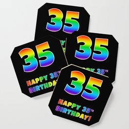 [ Thumbnail: HAPPY 35TH BIRTHDAY - Multicolored Rainbow Spectrum Gradient Coaster ]
