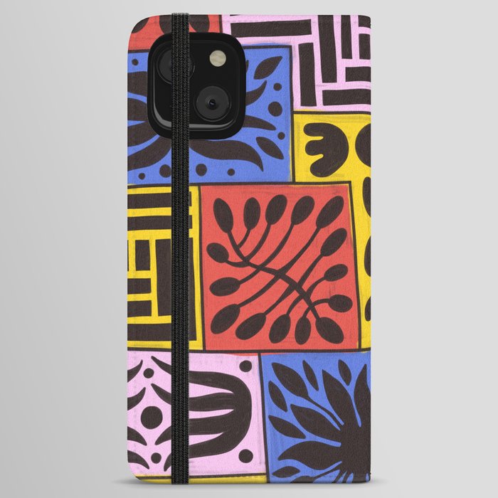 Bold Colorful Floral Patchwork iPhone Wallet Case