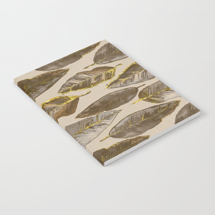 Gold Feather Pattern brown beige Notebook