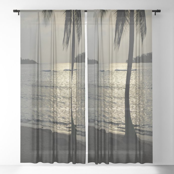 The Sunset By The Palm Tree Sheer Curtain By Lennyfdzz Society6