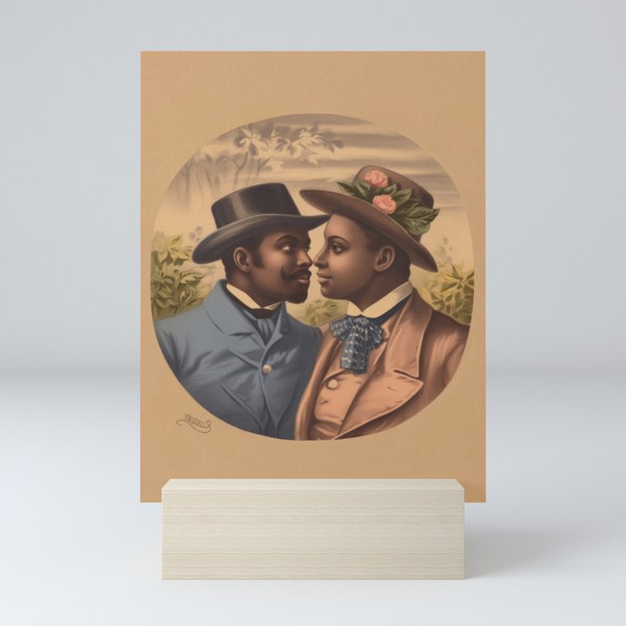 chromolithography Gay Couple - late 19th century art - queer art Spirit - Inclusive Wall Decor - LGBT ART Mini Art Print