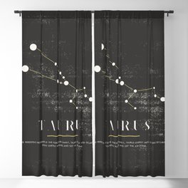 TAURUS - Zodiac Sign Constelation - Black and White Aesthetic Blackout Curtain