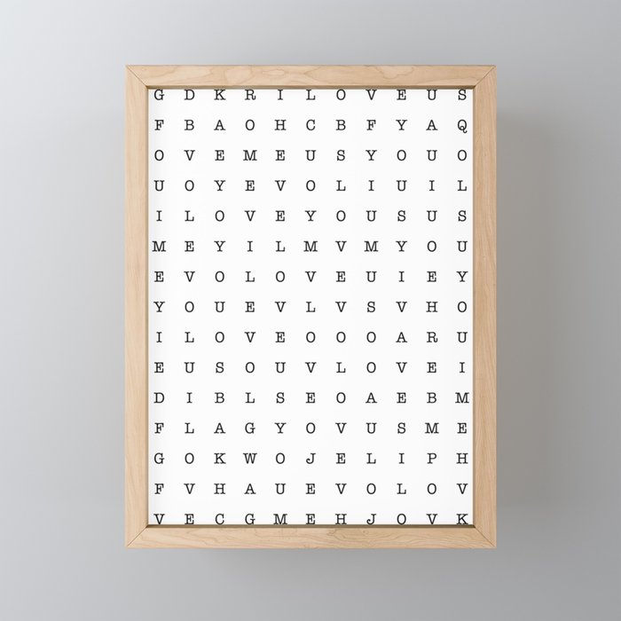 LOVE word search Framed Mini Art Print