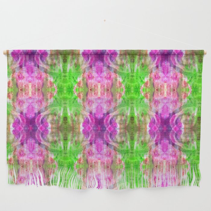 Chartreuse and Magenta Kaleidoscope Stripes Wall Hanging