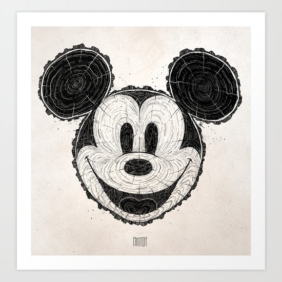 wooden Mickey Mouse Art Print