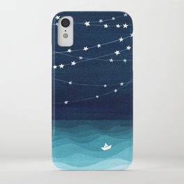 Garlands of stars, watercolor teal ocean iPhone Case