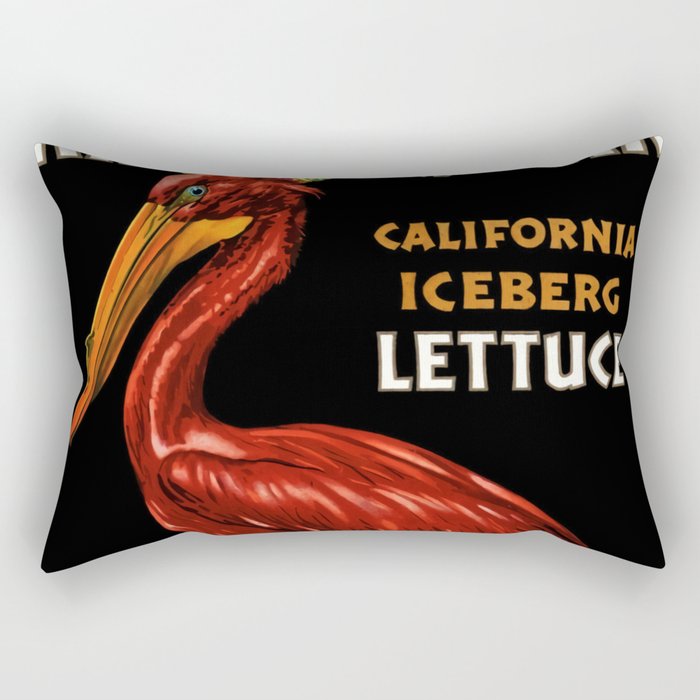 King Pelican red brand California Iceberg Lettuce vintage label advertising poster / posters Rectangular Pillow