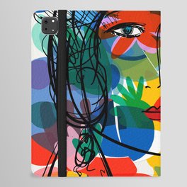 La femme aux fleurs portrait pop abstract by Emmanuel Signorino iPad Folio Case