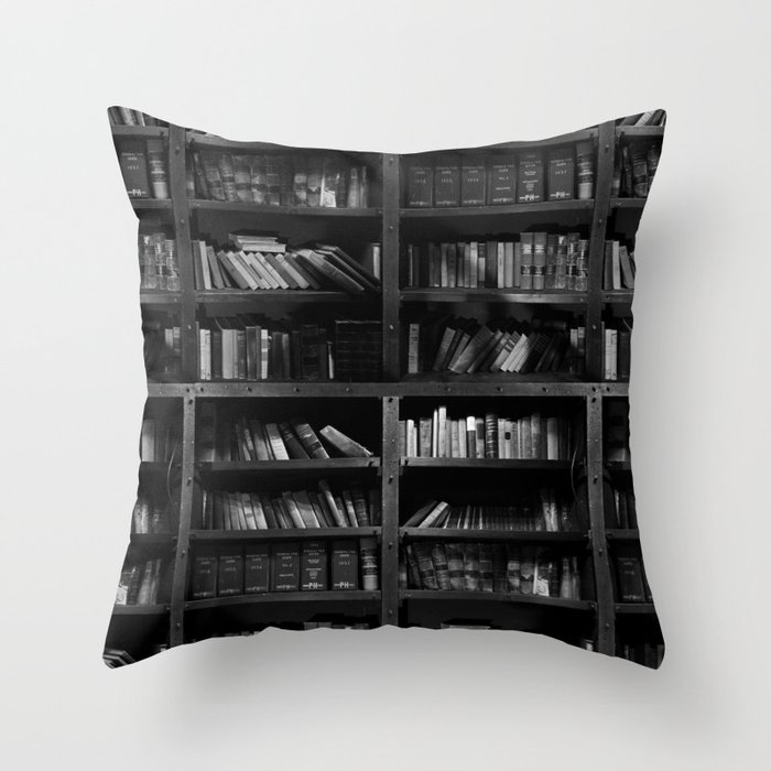 Antique Library Shelves - Books, Books and More Books Throw Pillow