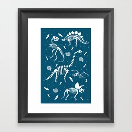 Dinosaur Fossils in Blue Framed Art Print