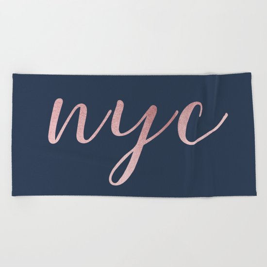Rosegold on Navy Brooklyn Bridge Beach Towel