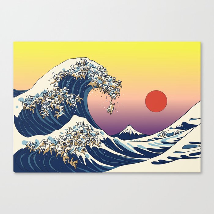 The Great Wave Of  Cat Canvas Print