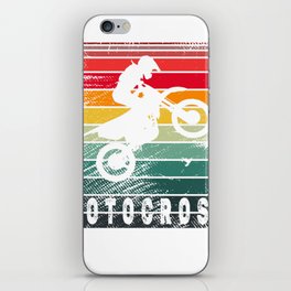 Motocross Dirt Bike Rider Vintage Retro Rainbow Motorcycle iPhone Skin