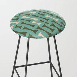 Retro Mid Century Modern Abstract Pattern 632 Turquoise Green and Beige Bar Stool