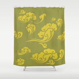 Cloud Swirls - Yellow Shower Curtain