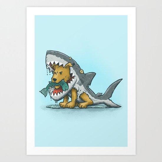 Shark Suit Dog Art Print