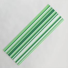 [ Thumbnail: Light Green, Sea Green & Mint Cream Colored Striped Pattern Yoga Mat ]
