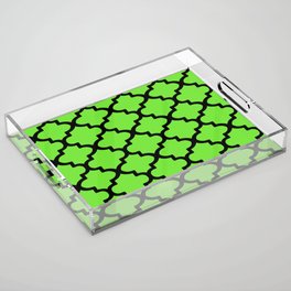 Quatrefoil Pattern In Black Outline On Vivid Green Acrylic Tray