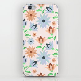 Cute flower elements semless pattern on linen color background! iPhone Skin