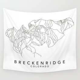 BRECKENRIDGE // Colorado Trail Map Black and White Lines Minimalist Ski & Snowboard Illustration Wall Tapestry