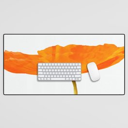 One And Only - Orange Poppy White Background #decor #society6 #buyart Desk Mat