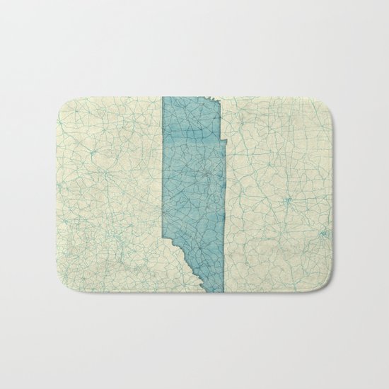 Tennessee State Map Blue Vintage Bath Mat
