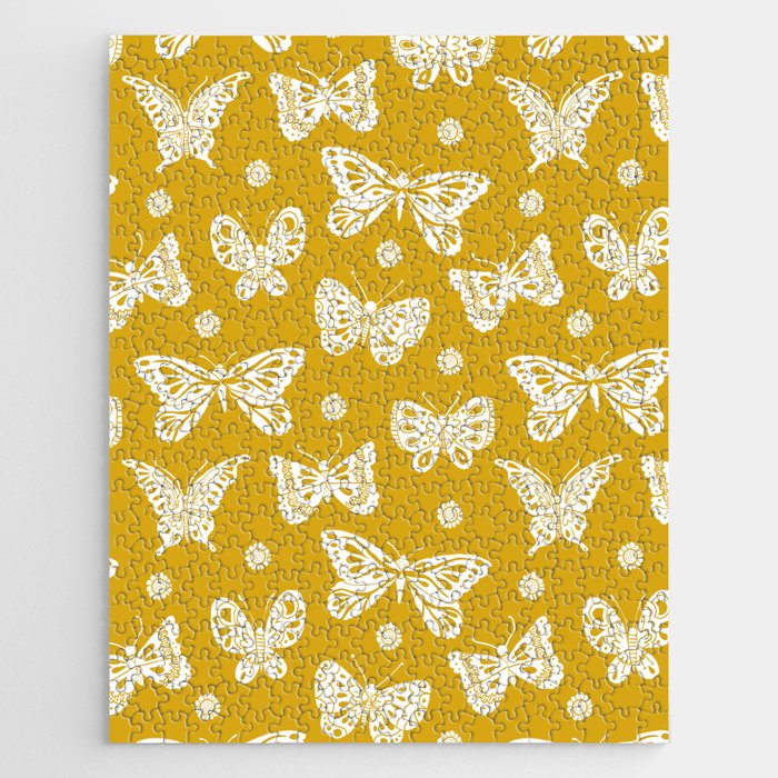 Butterflies on Mustard Jigsaw Puzzle