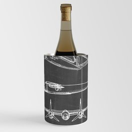 Hughes Lockheed Airplane Patent - Hughes Aviation Art - Black Chalkboard Wine Chiller