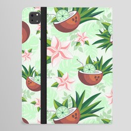 Lime in Coconut with Pink Plumeria Flowers Tropical Summer Pattern iPad Folio Case