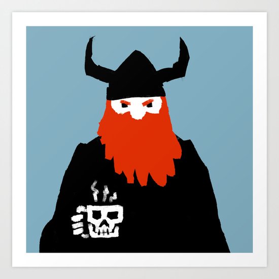 Viking and his morning coffee Art Print