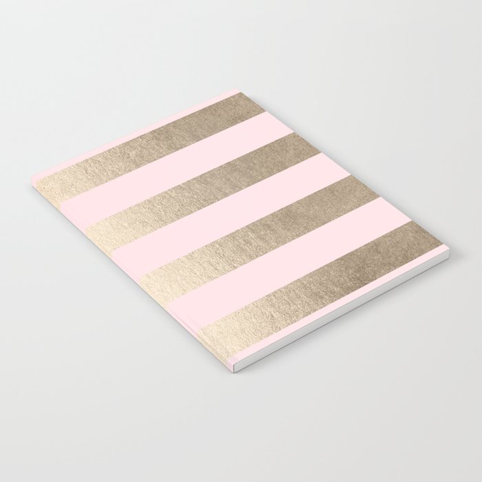 Simply Striped in White Gold Sands and Flamingo Pink Notebook