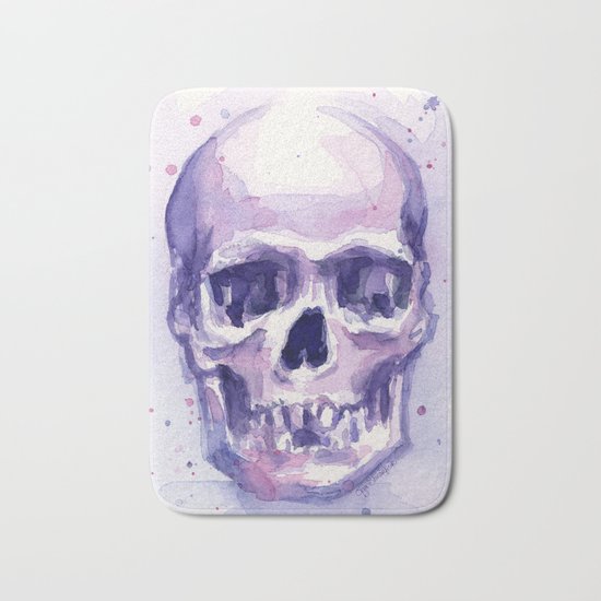 Skull Watercolor Skulls Bath Mat