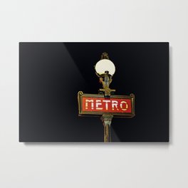 Metro - Paris Subway Sign Metal Print | Parisian, France, Color, Metroart, French, Wanderlust, Parismetro, Night, Travel, Photo 