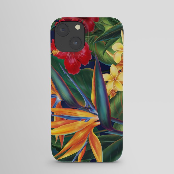 Tropical Paradise Hawaiian Floral Illustration iPhone Case