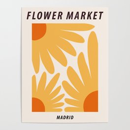 Flower market print, Madrid, Posters aesthetic, Sunflowers, Cottagecore decor, Floral art Poster