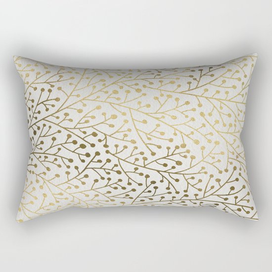 Gold Berry Branches Rectangular Pillow