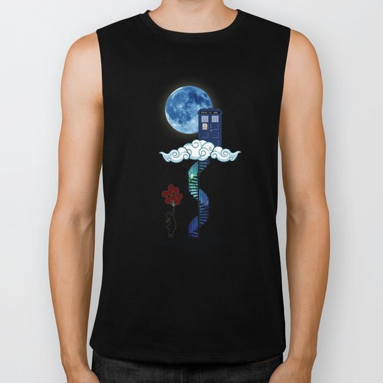 Tardis Stair banksy ballons Girl Biker Tank
