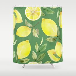 lemon,watercolor pattern,background,fruit,wallpaper,painting,drawing Shower Curtain