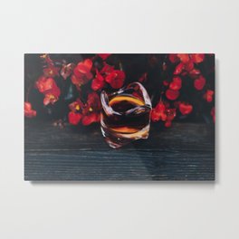 Summer coffee Metal Print | Flowers, Photo, Bloom, Strong, Petal, Drink, Adventure, Red, Park, Glass 