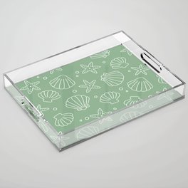 Seashell Pattern (white/sage green) Acrylic Tray