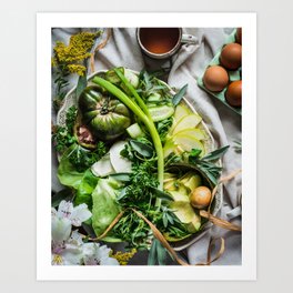 Green Goddess Art Print | Parsley, Greenonions, Foodphotography, Apples, Sage, Scallions, Green, Color, Lettuce, Tomatoes 