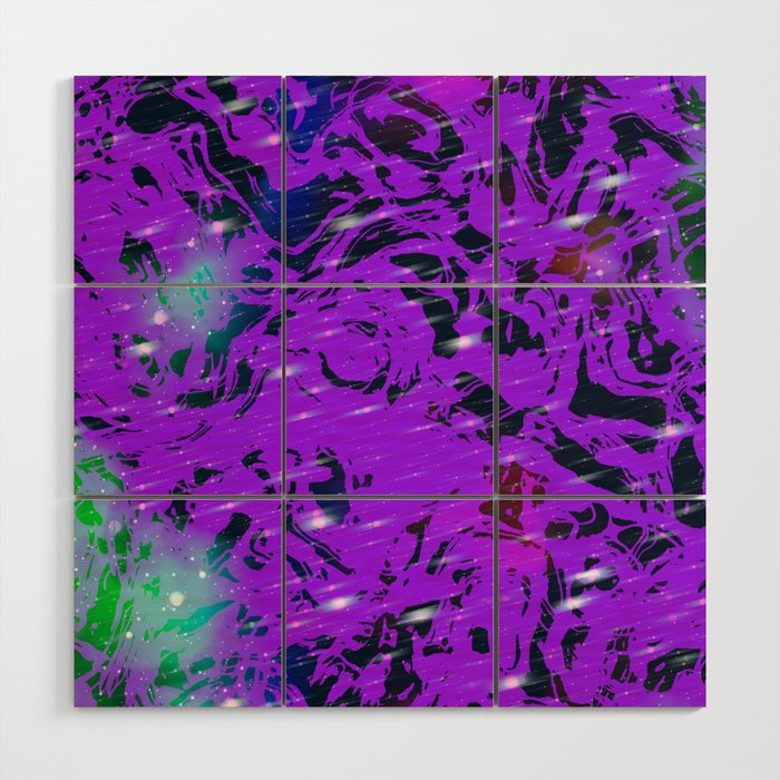 Purple print with black wavy shapes Wood Wall Art