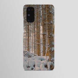Golden hour in winter forest after snowstorm Android Case