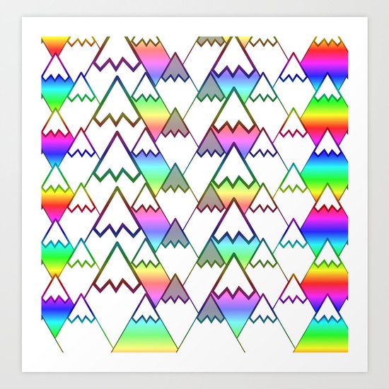 Colorful mountain tops Art Print