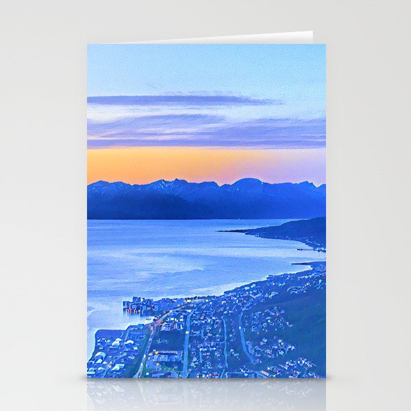 Calm Nordic Lakeview Sunset of Tromso, Norway Scandinavia Stationery Cards