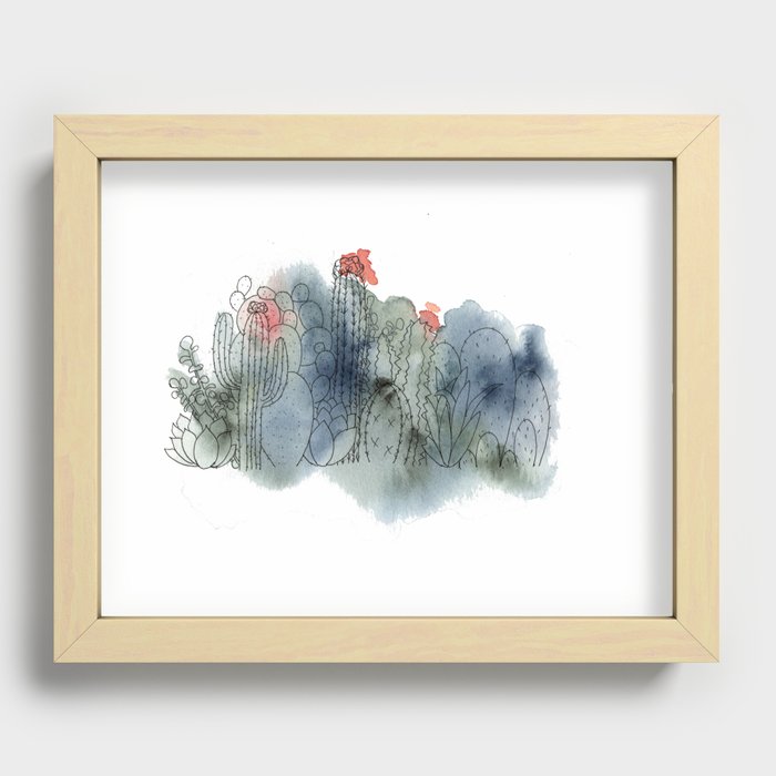 a splash of desert | cacti + succulents Recessed Framed Print