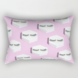 Trendy pink make-up pattern with eye lashes Rectangular Pillow